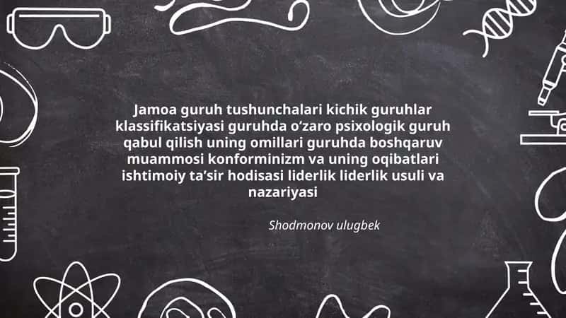 Jamoa guruh tushunchalari kichik guruhlar klassifikatsiyasi 1