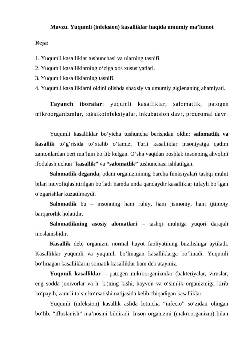 Yuqumli (infeksion) kasalliklar 1