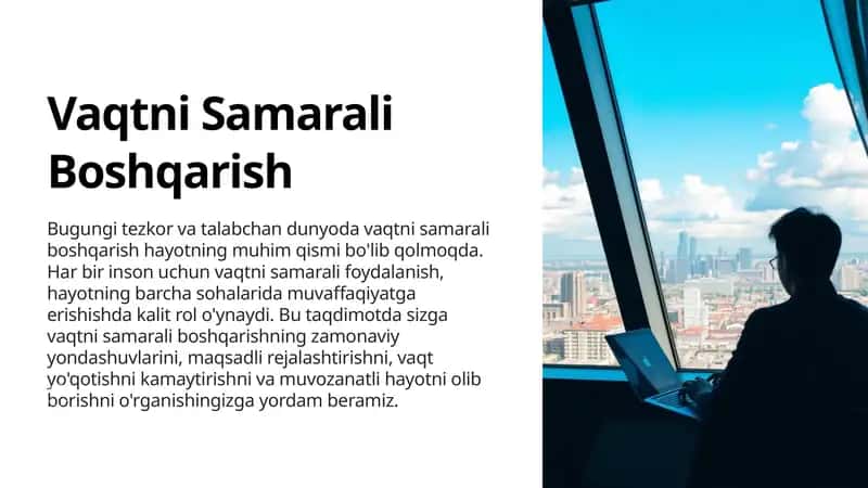 Vaqtni Samarali Boshqarish 1