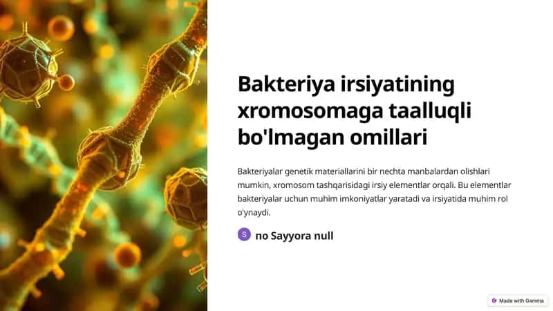 Bakteriya irsiyatining xromosomaga taalluqli bo'lmagan omillari 1
