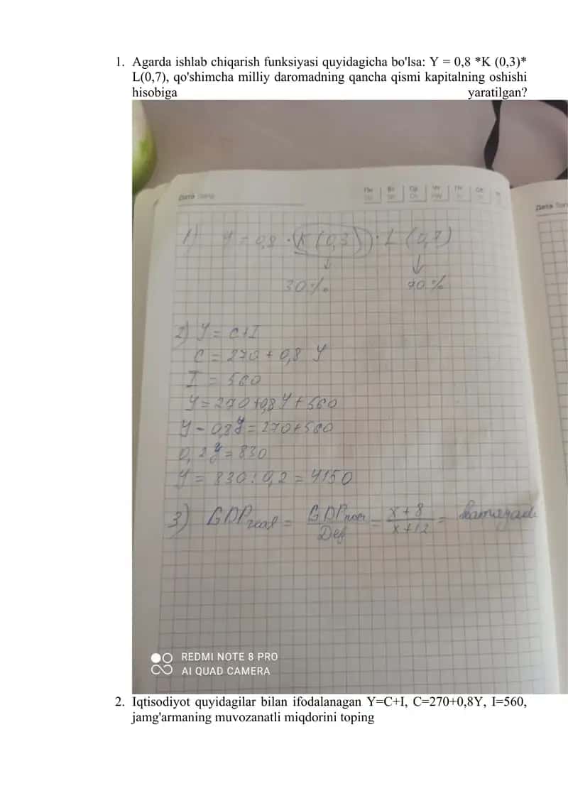 Makroiqtisodiyot masalalar javobi 1