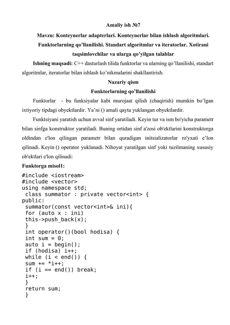 Konteynerlar Adapterlari va Funktorlar 1