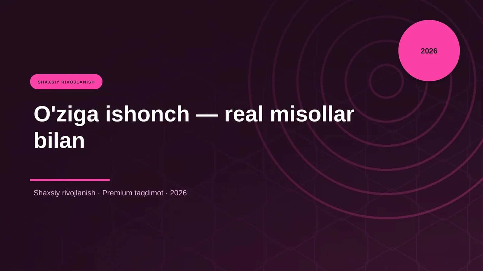 O'ziga ishonch — real misollar bilan 1