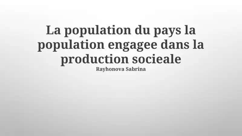 La Population Active dans la Production Sociale 1