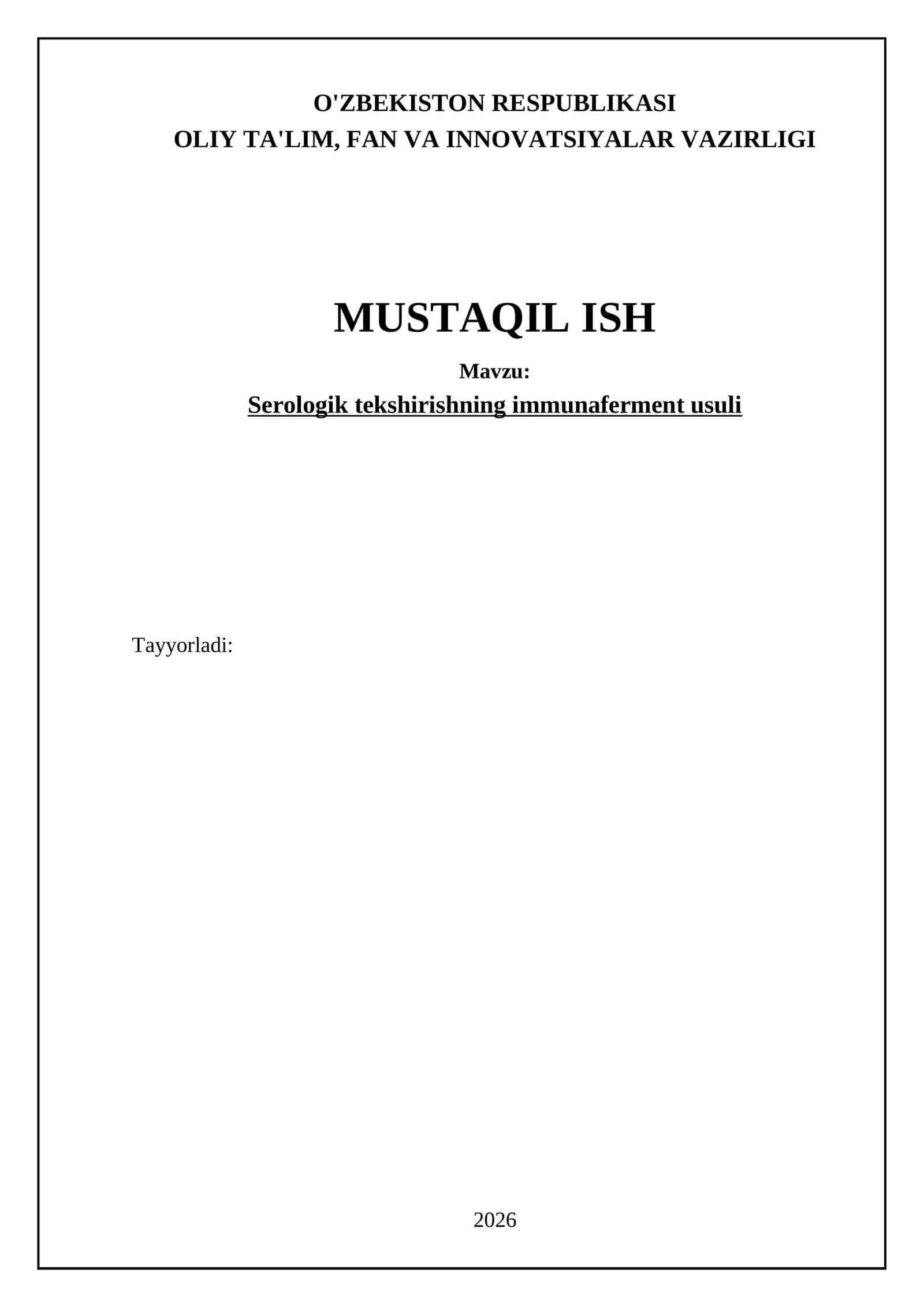 Serologik tekshirishning immunaferment usuli 1