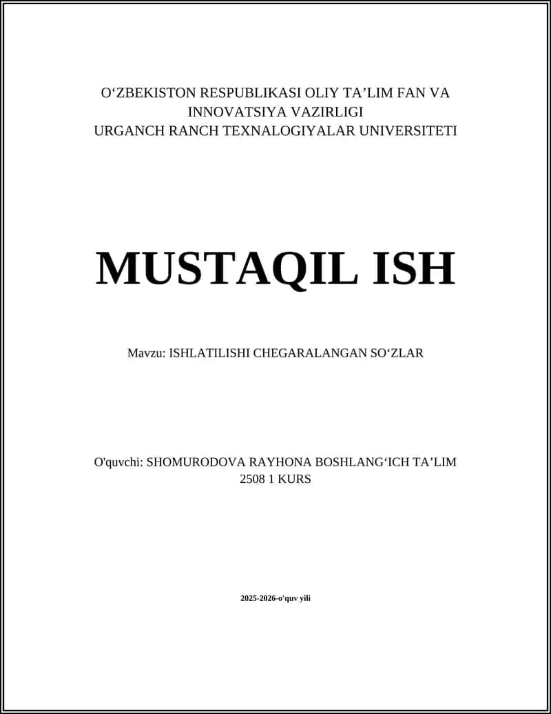 ISHLATILISHI CHEGARALANGAN SOʻZLAR 1