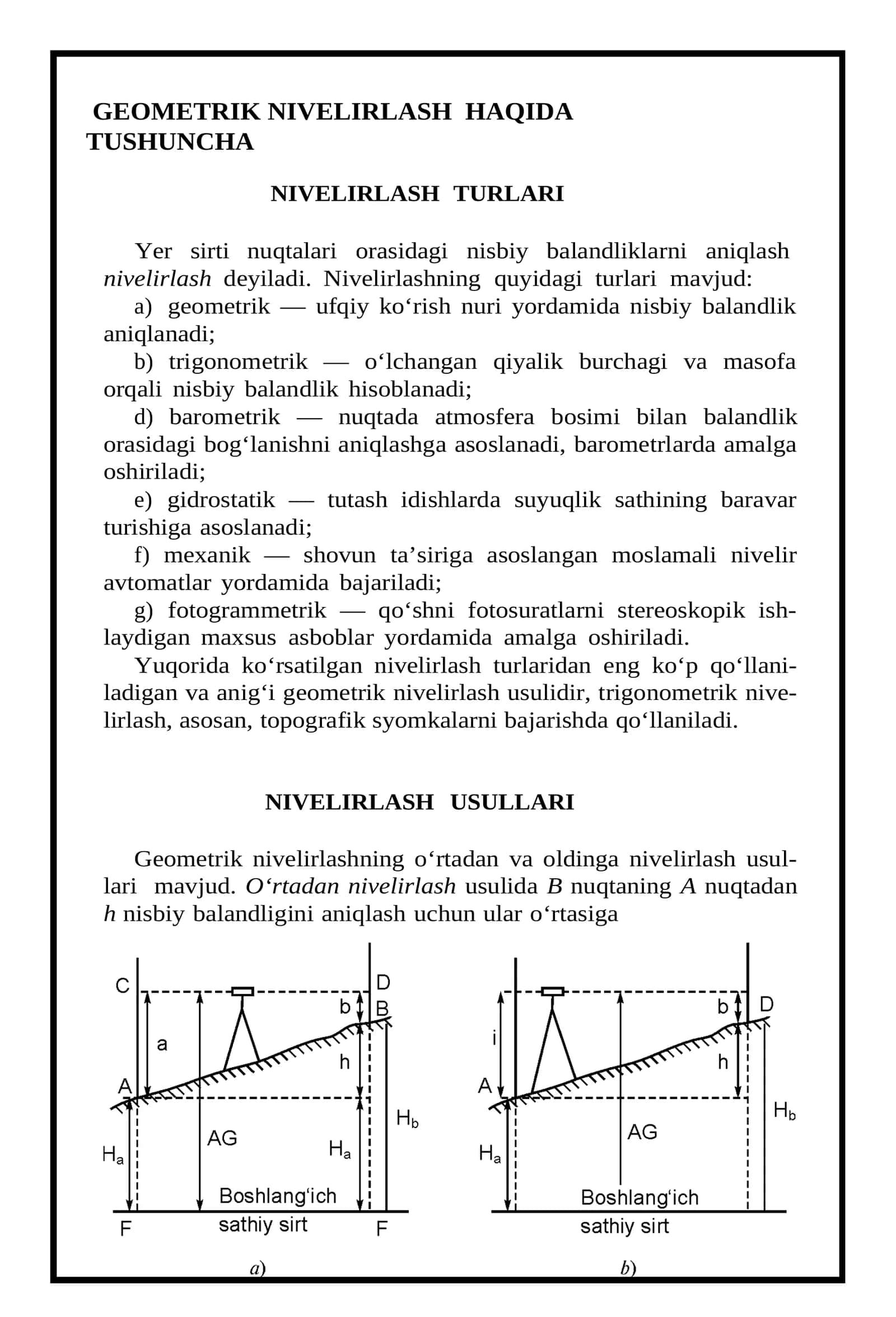Geometrik Nivelirlash Haqida Tushuncha 1