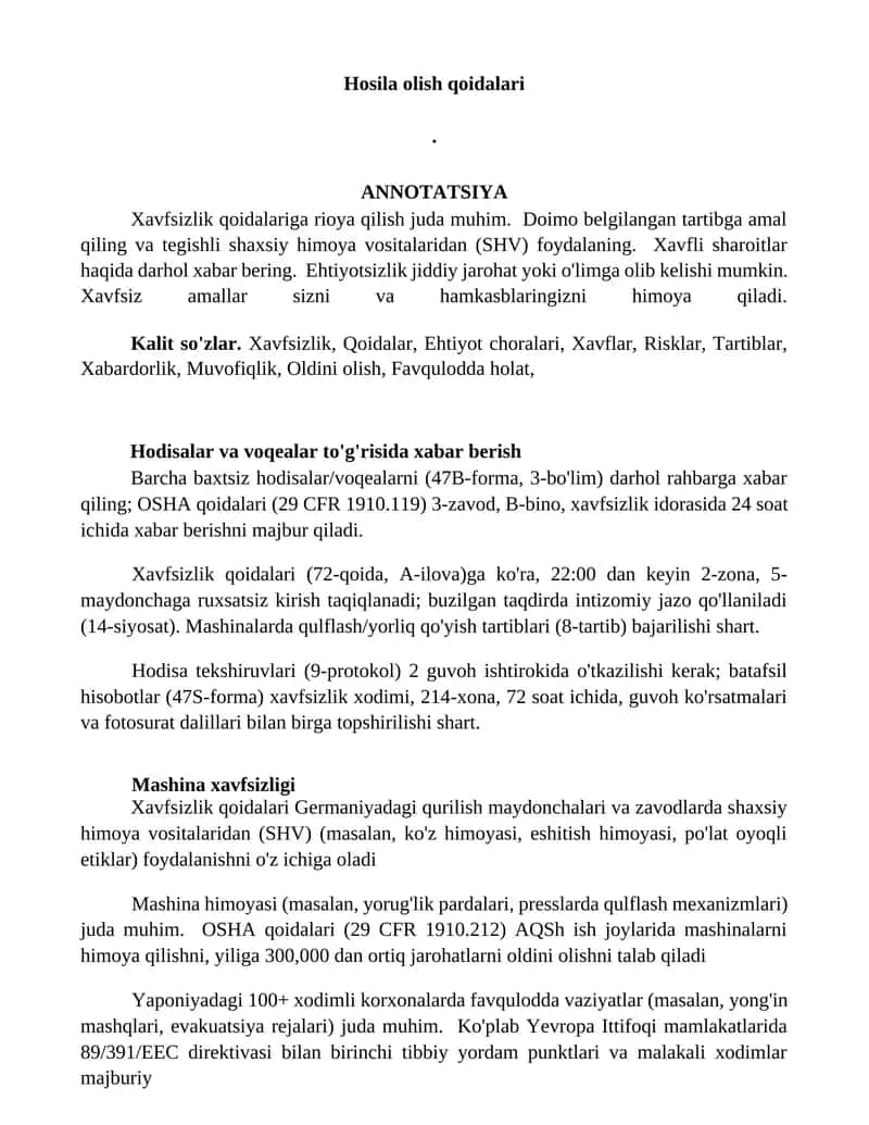 Xavfsizlik qoidalari 1