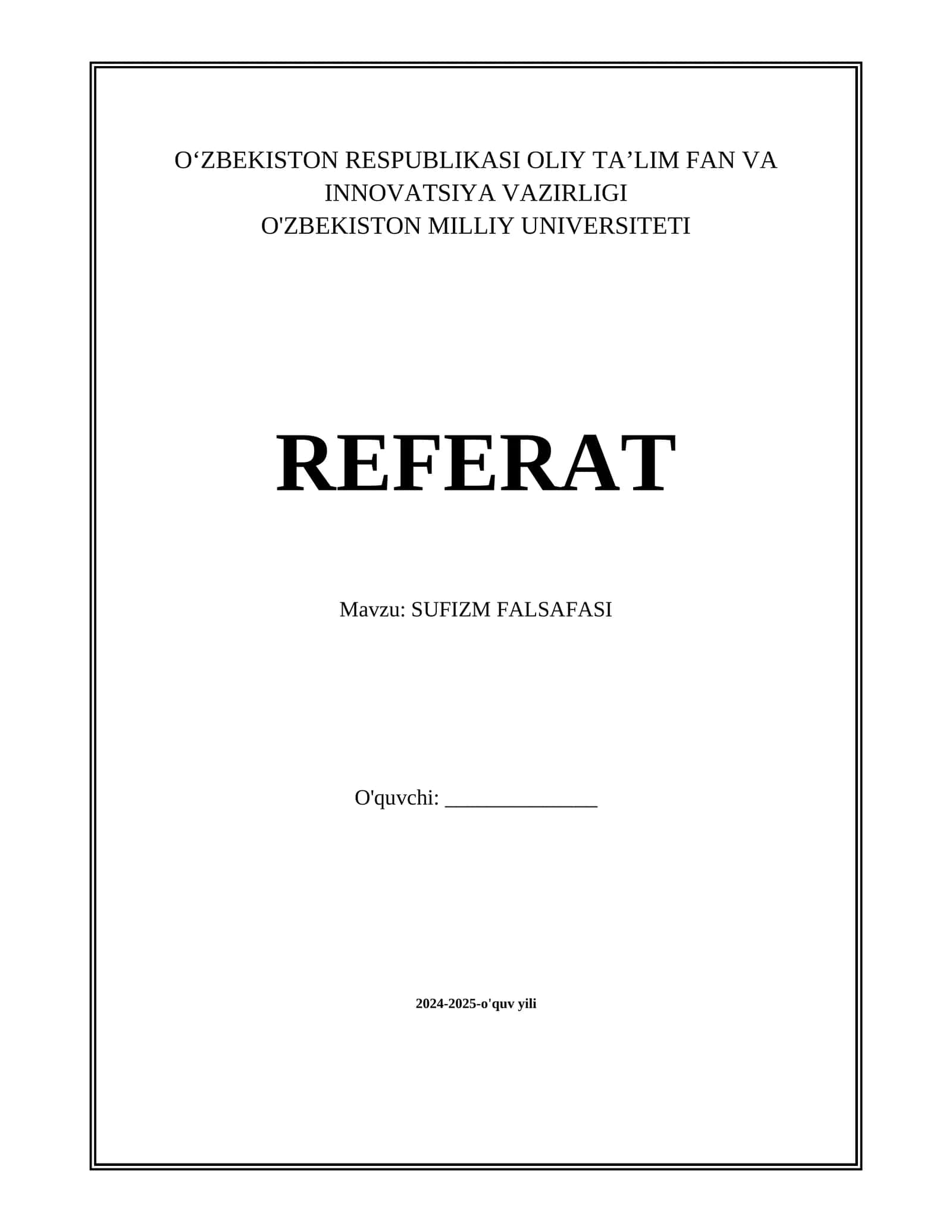 SUFIZM FALSAFASI 1