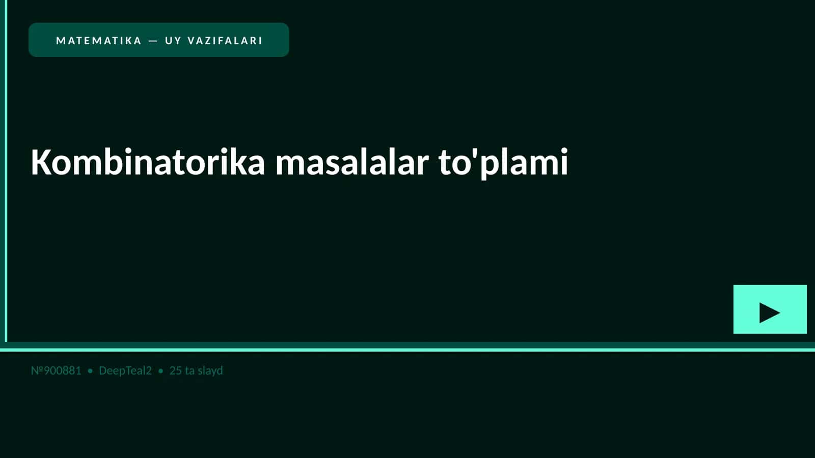 MATEMATIKA — UY VAZIFALARI 1