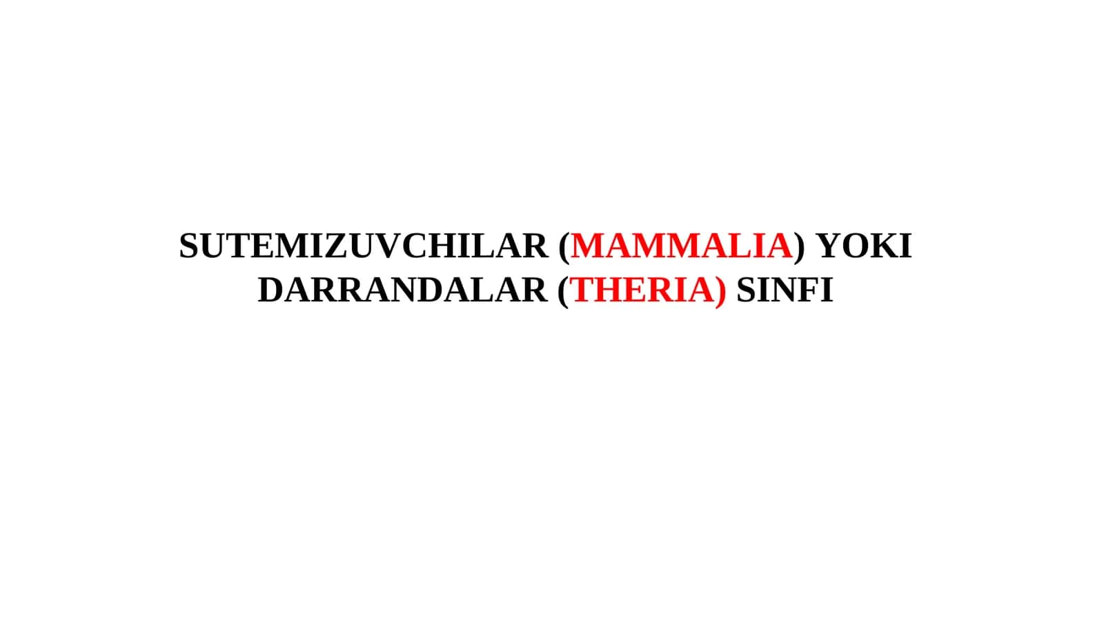 SUTEMIZUVCHILAR (MAMMALIA) YOKI DARRANDALAR (THERIA)SINFI 1