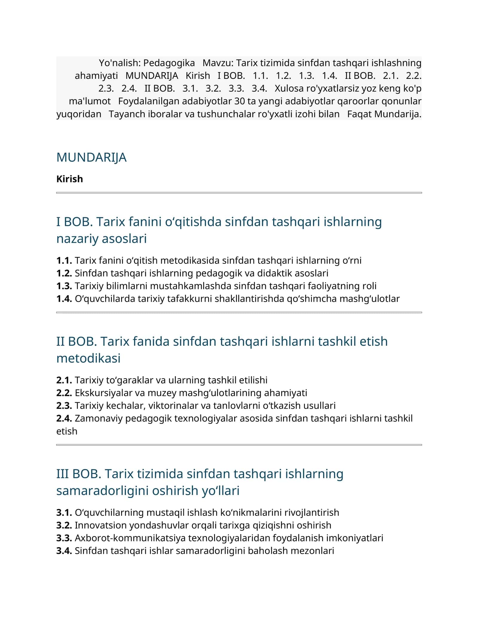 Tarix tizimida sinfdan tashqari ishlashning ahamiyati 1