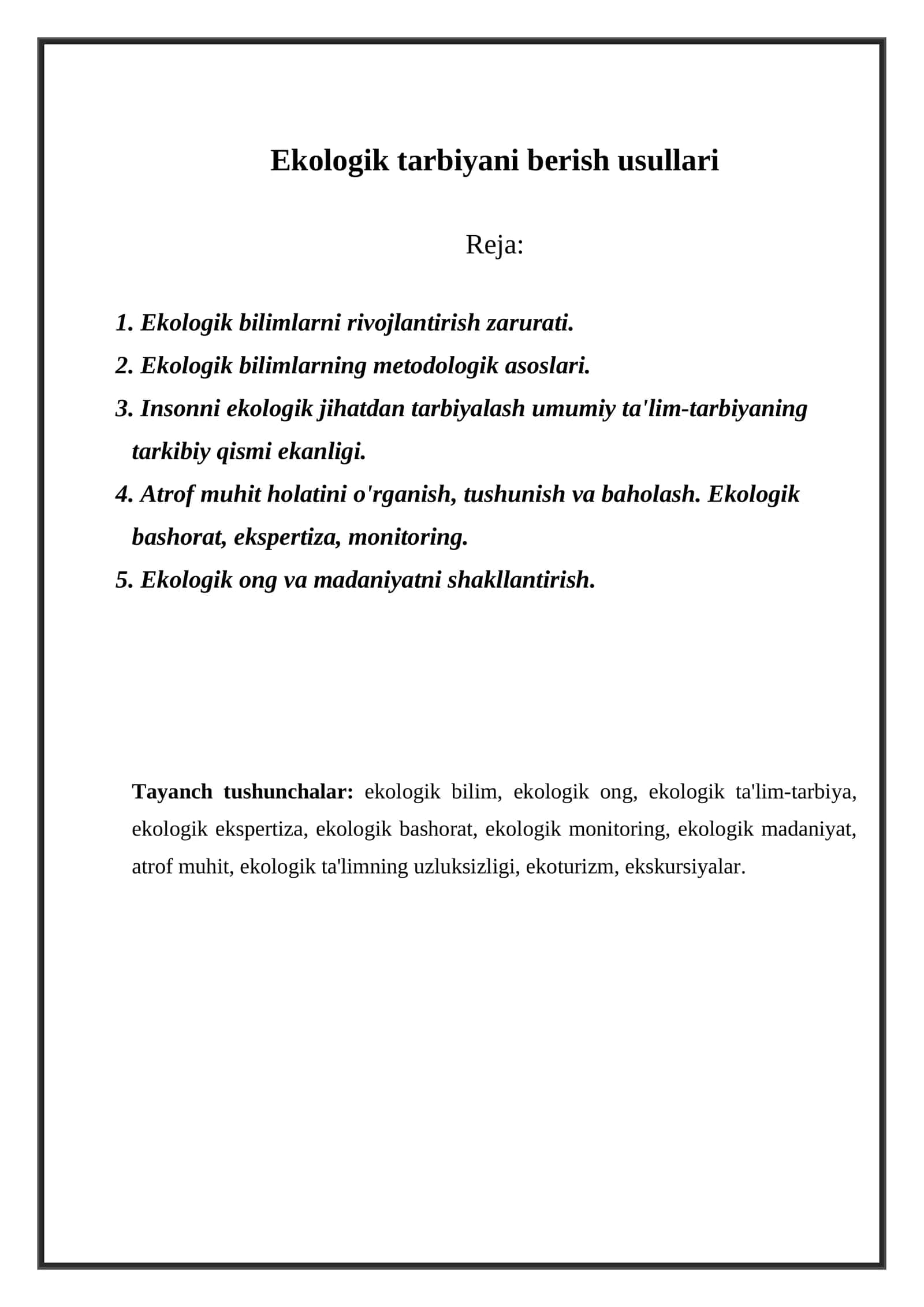 Ekologik tarbiyani berish usullari 1