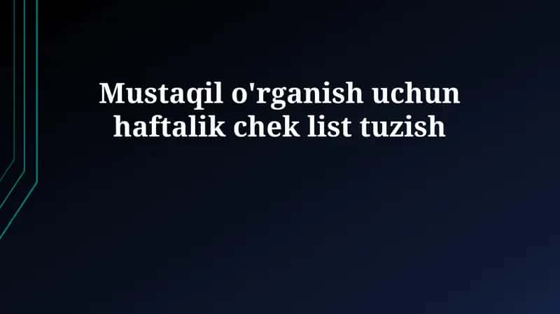 Mustaqil ta'lim uchun haftalik checklist 1