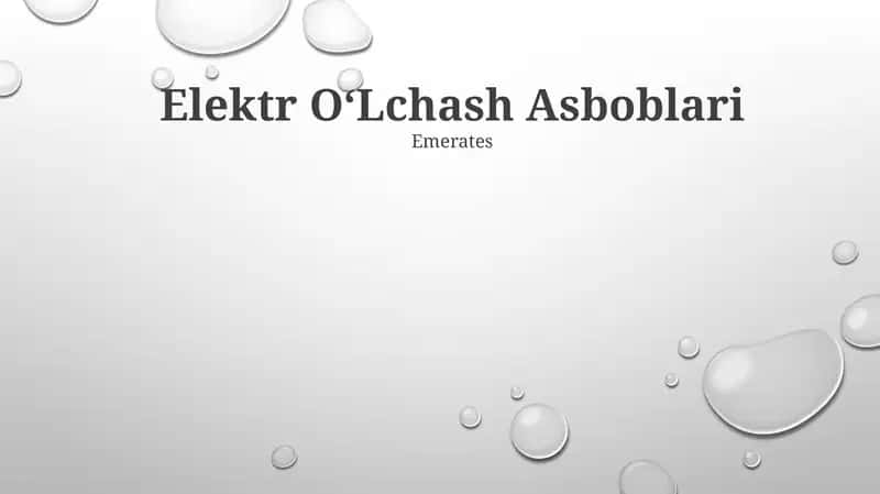 Elektr OʻLchash Asboblari 1