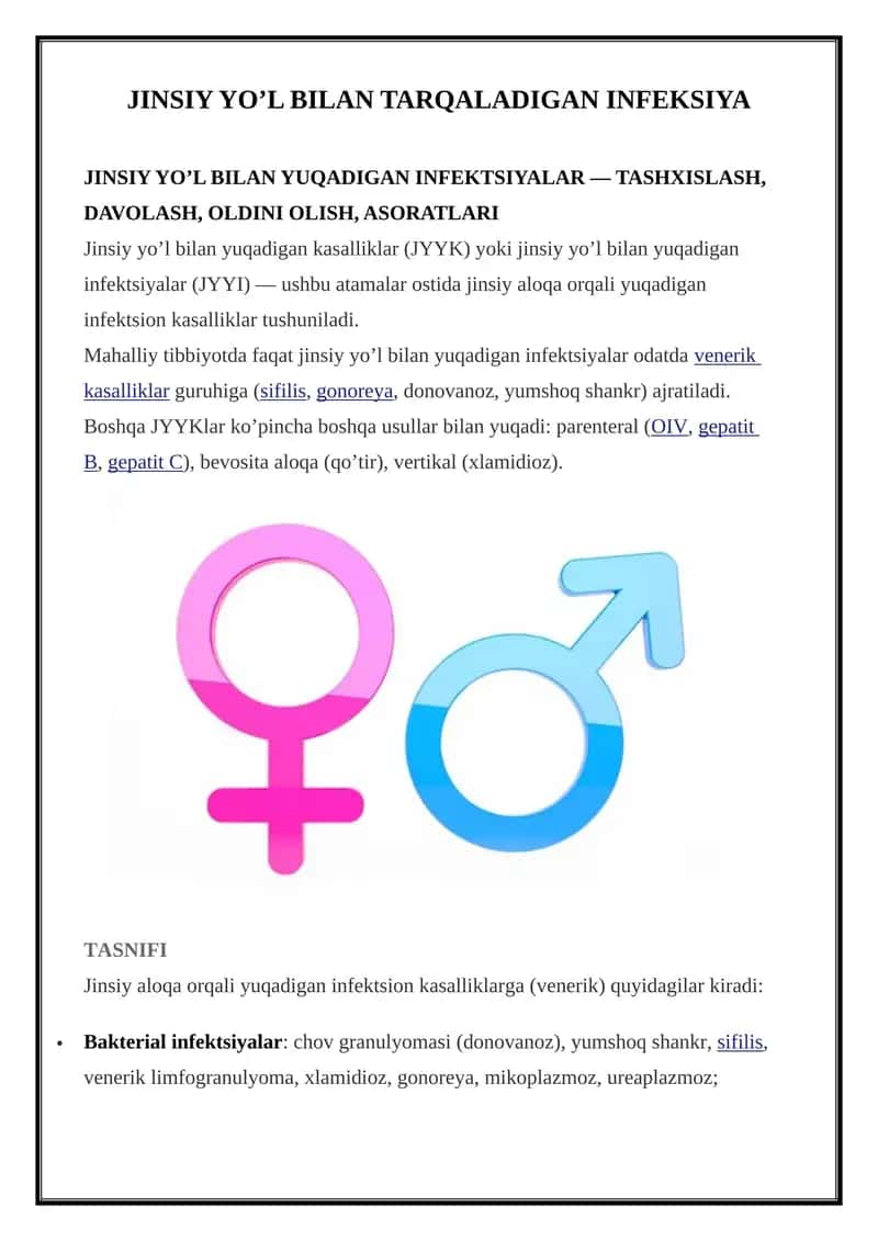 Jinsiy yo’l bilan yuqadigan infektsiyalar 1