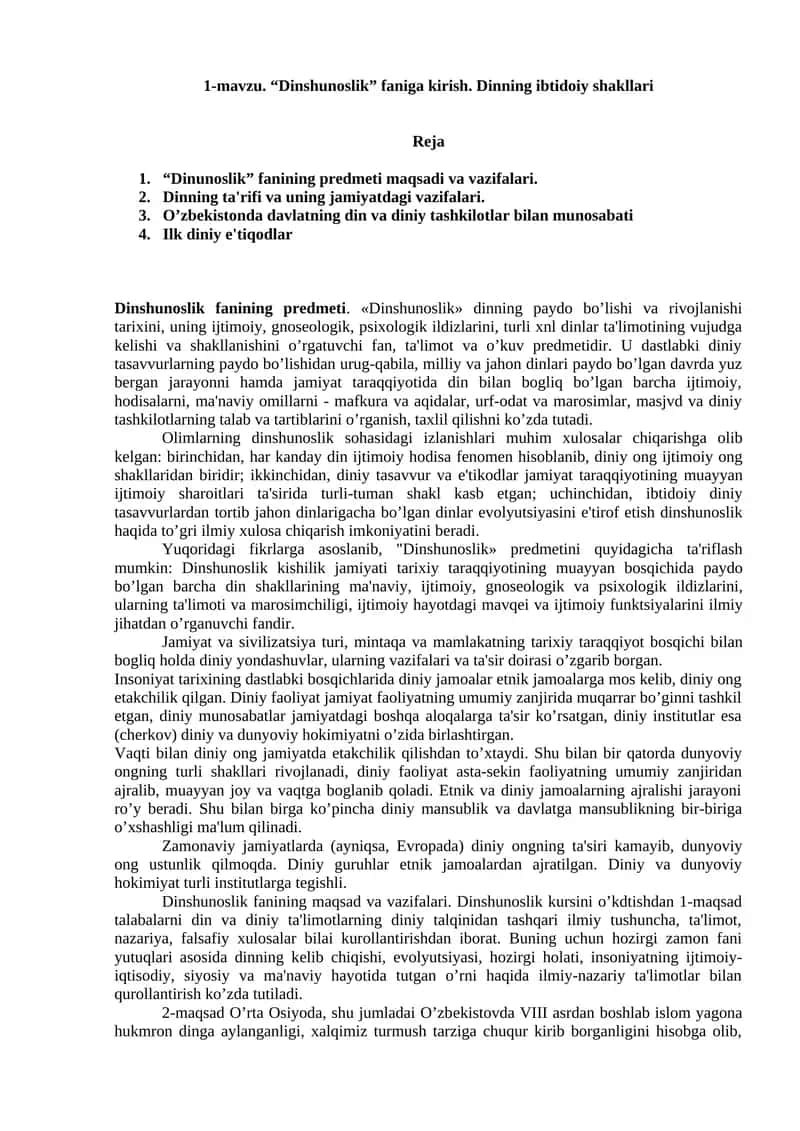 Dinshunoslik 1
