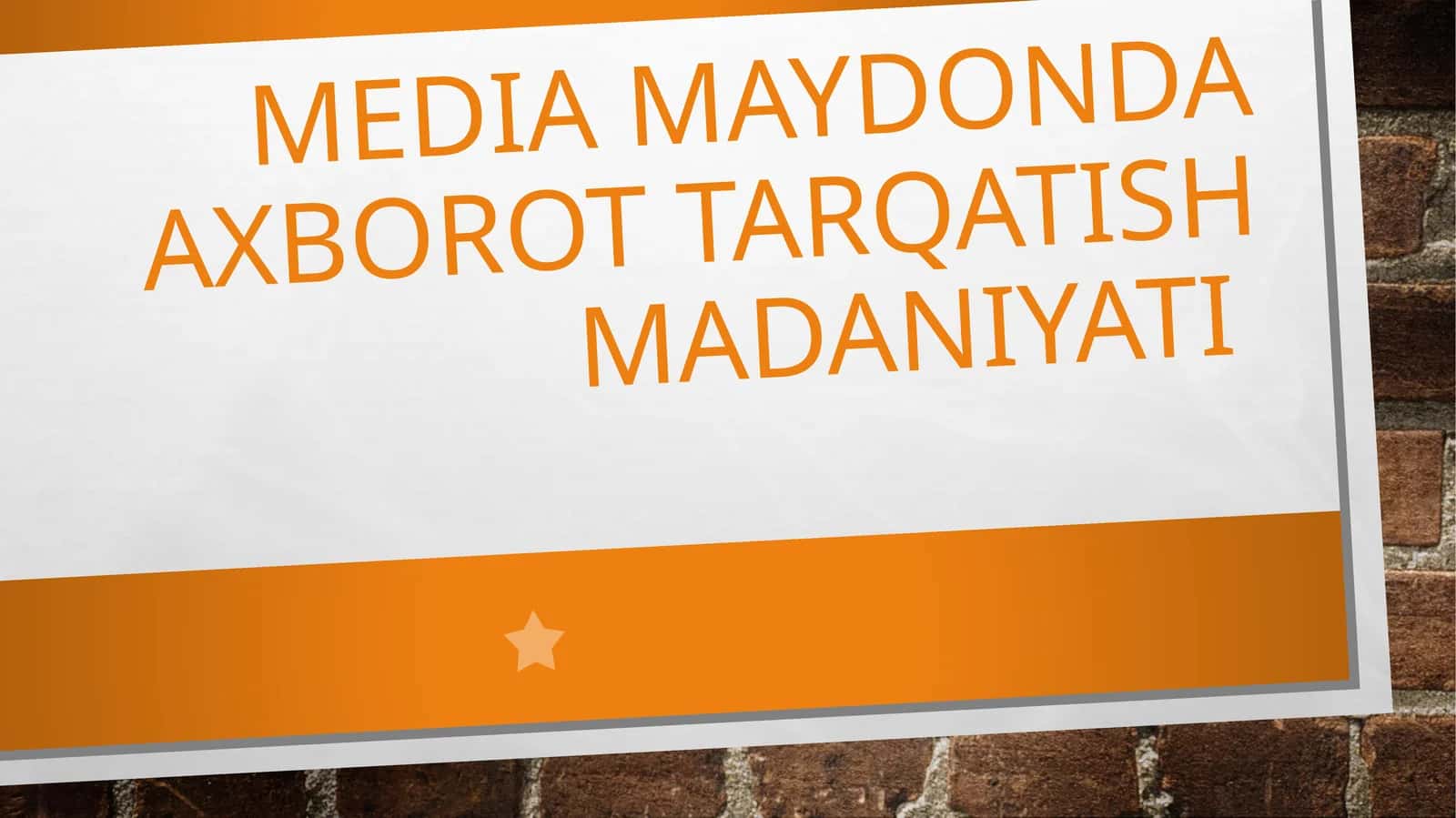 Mediamaydonda axborot tarqatish madaniyati 1