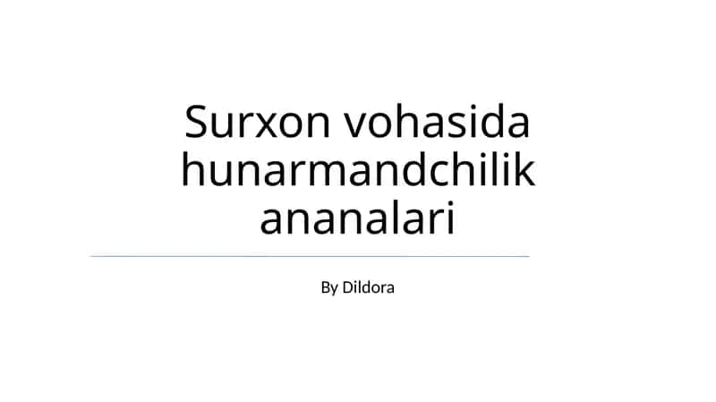 Surxon vohasida hunarmandchilik ananalari 1