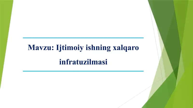 Ijtimoiy ishning xalqaro infratuzilmasi 1