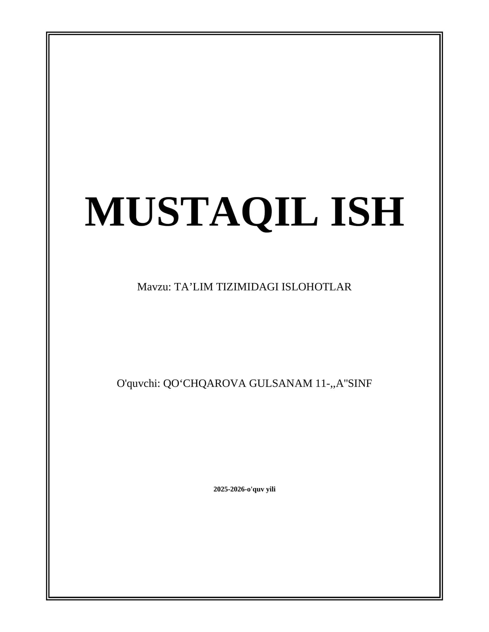 TAʼLIM TIZIMIDAGI ISLOHOTLAR 1