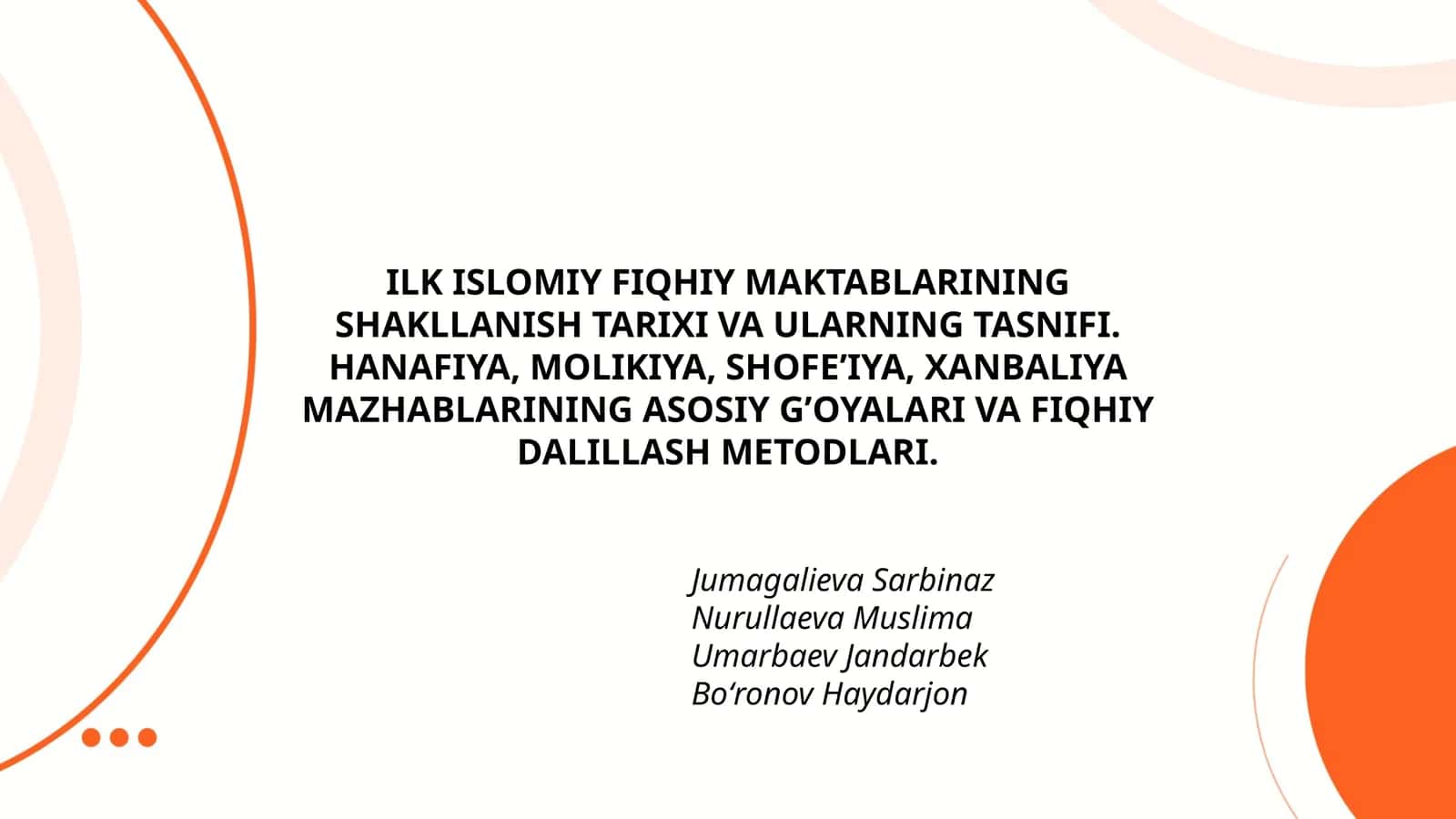 ILK ISLOMIY FIQHIY MAKTABLARINING SHAKLLANISH TARIXI VA ULARNING TASNIFI 1