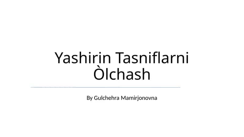 Yashirin Tasniflarni Òlchash 1