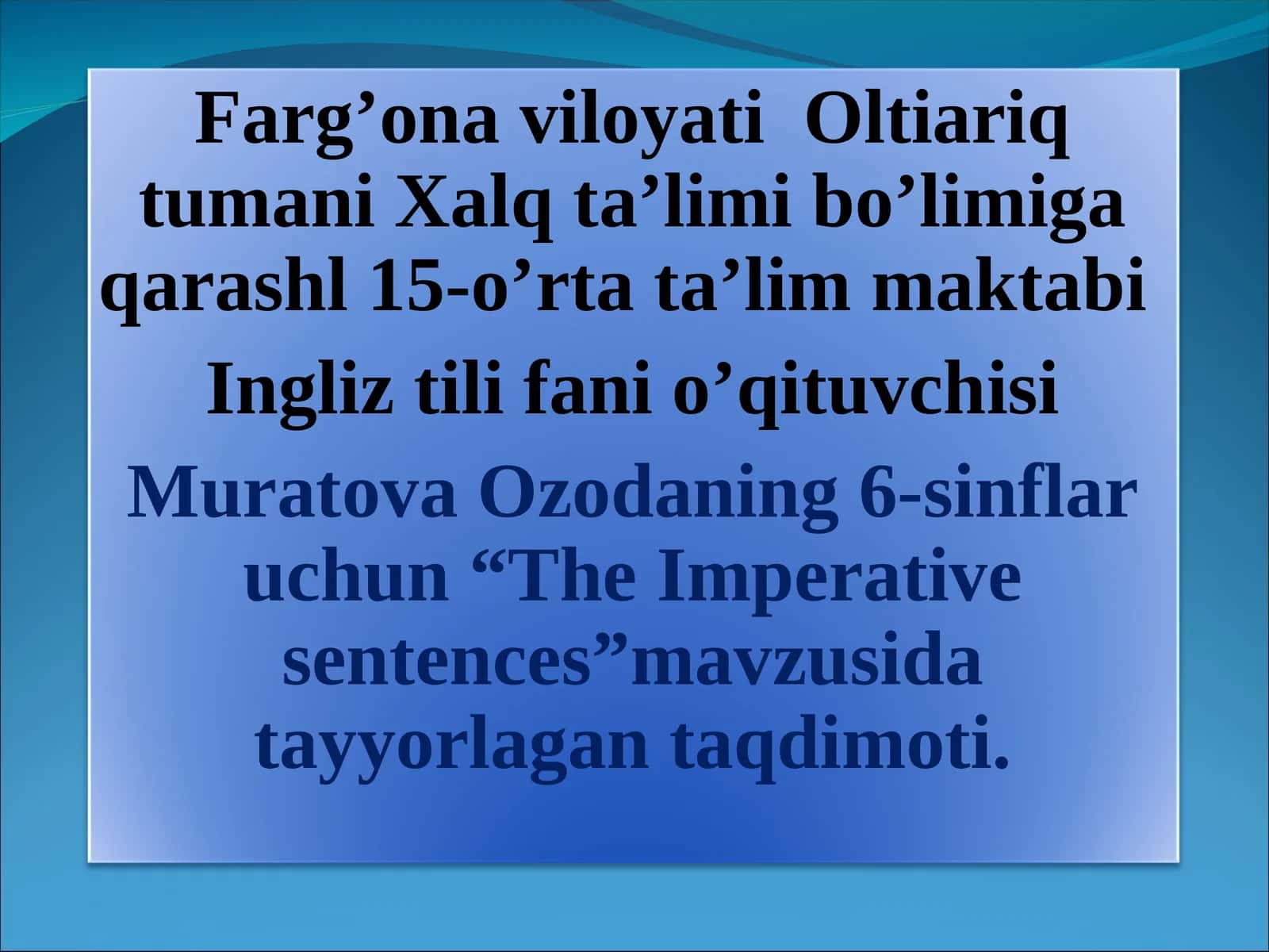 The Imperative sentences 1