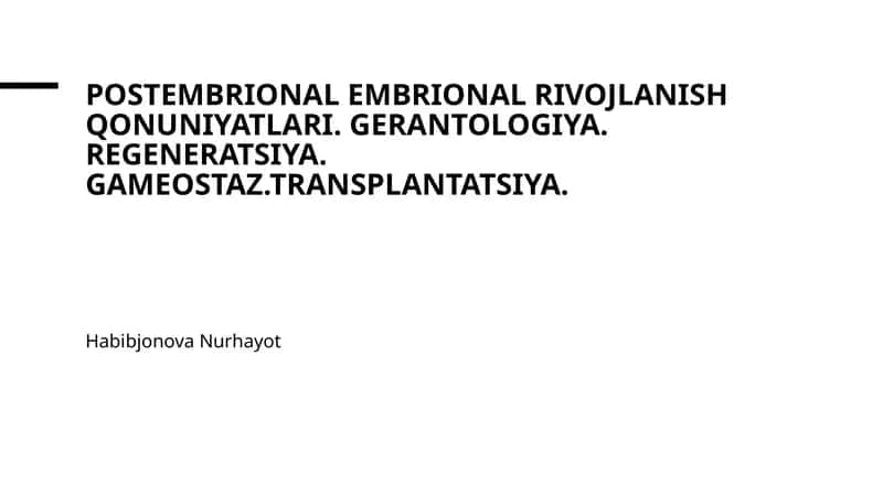 Postembrional embrional rivojlanish qonuniyatlari 1