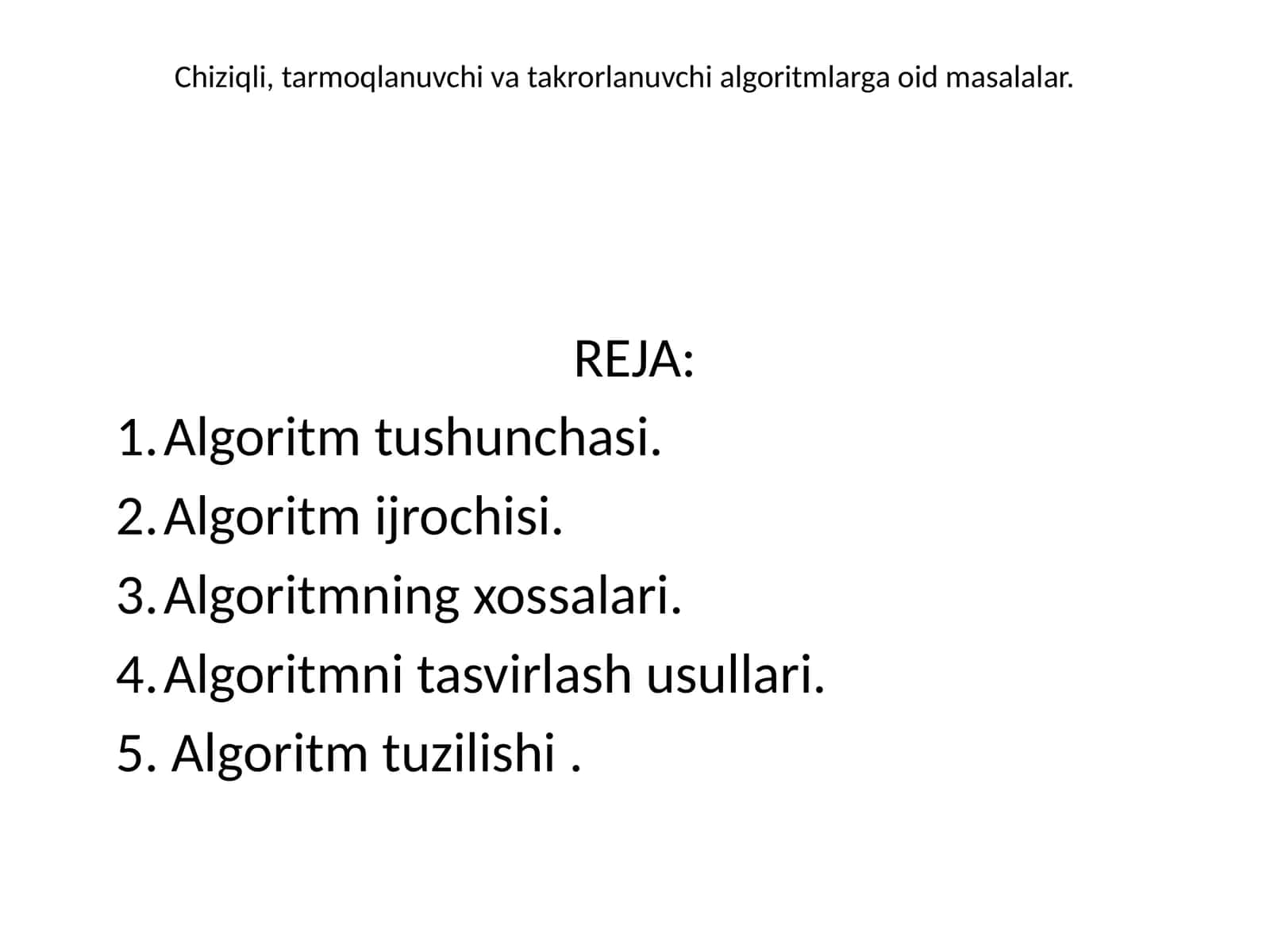 Algoritmlar to'g'risida darslik 1