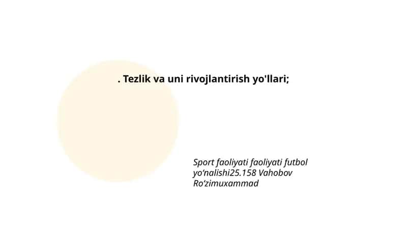 Tezlik va uni rivojlantirish yo'llari 1