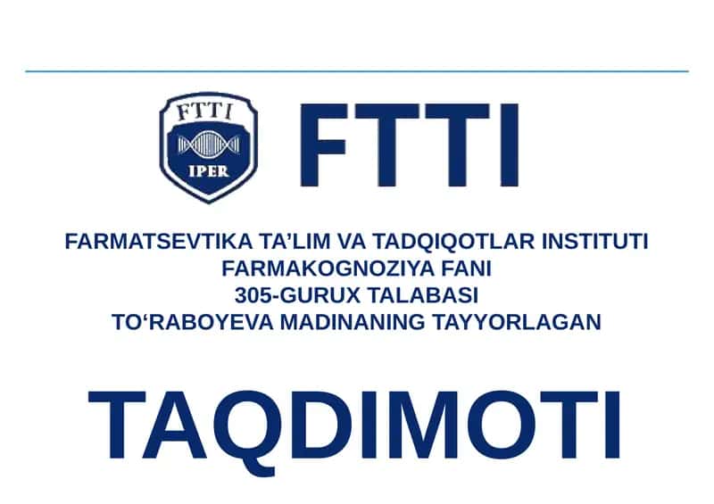 Farmakognoziya Fani 1