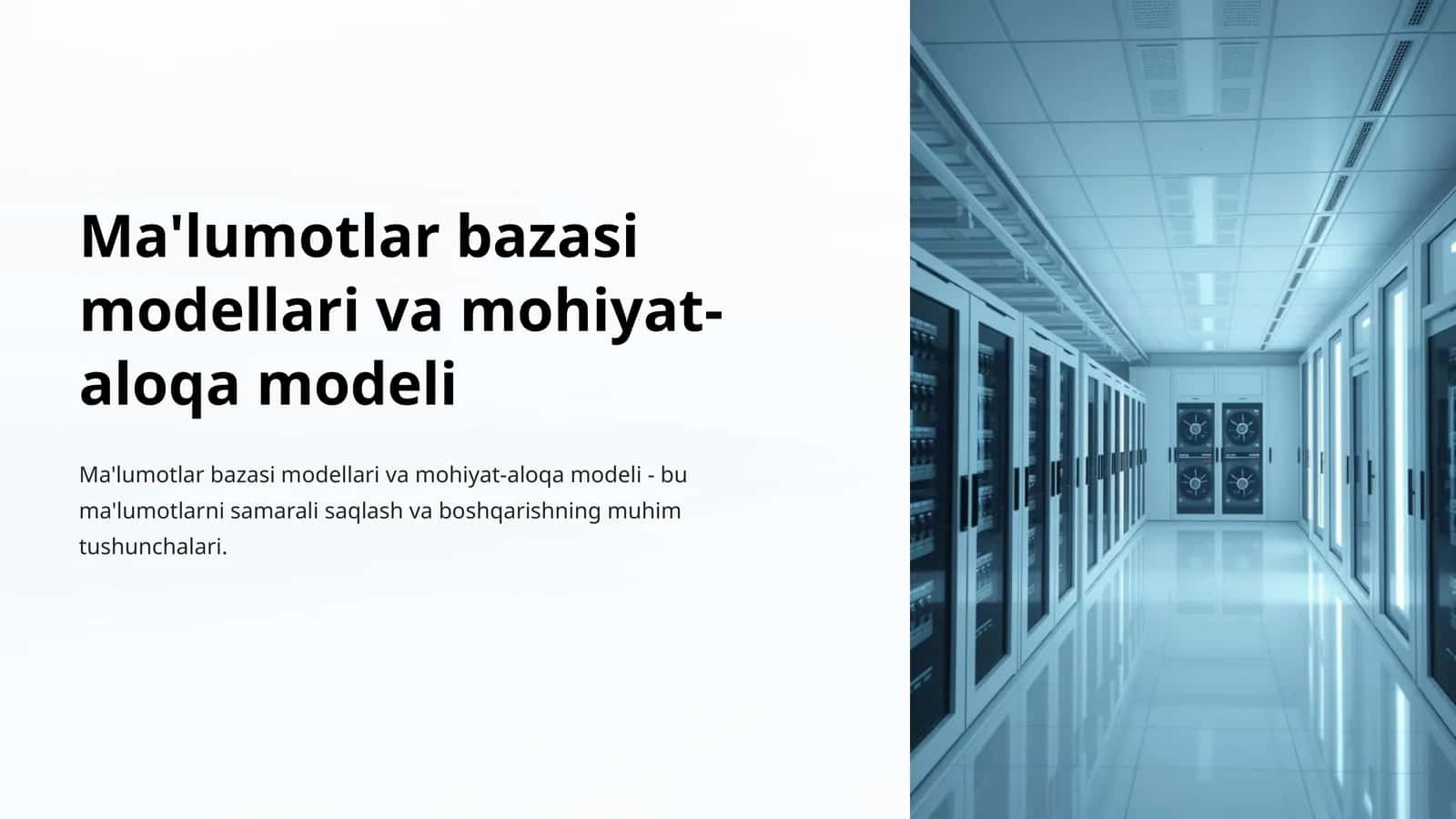 Ma'lumotlar bazasi modellari va mohiyat-aloqa modeli 1