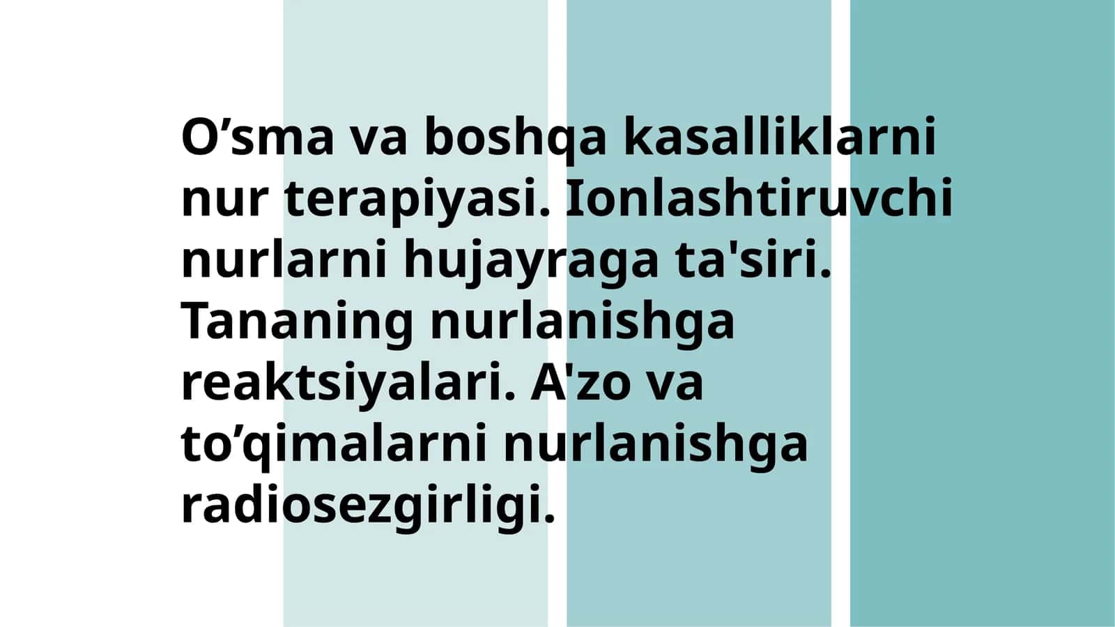O'smalarni nurli terapiyasi (radioterapiya) 1