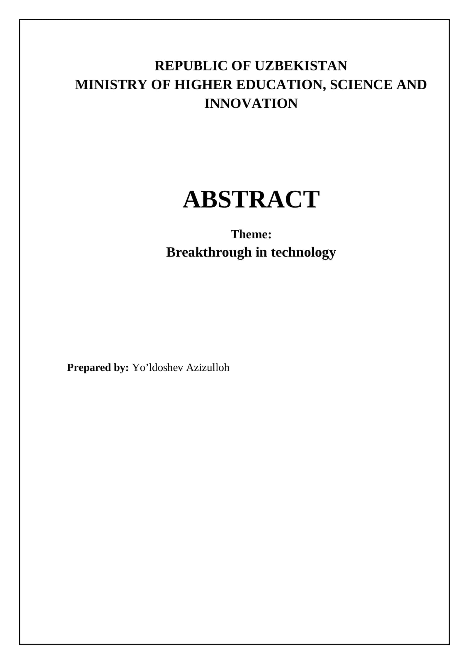 Breakthrough in Technology 1