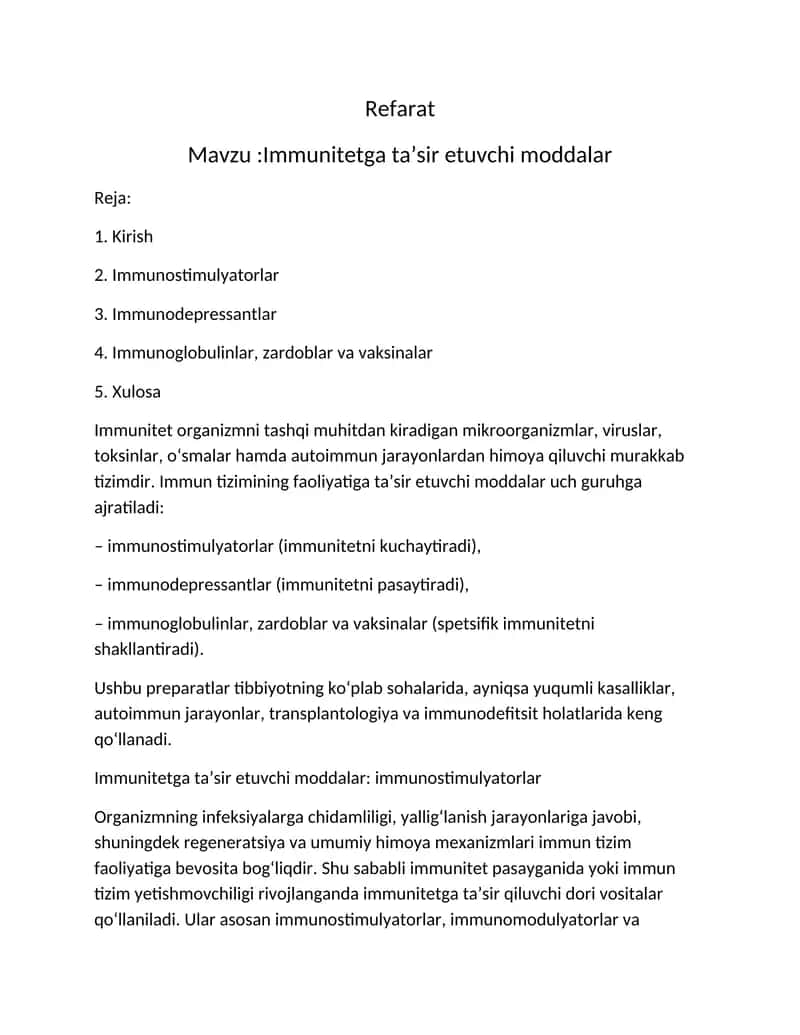 immunitetga ta`sir etuvchi moddalar 1