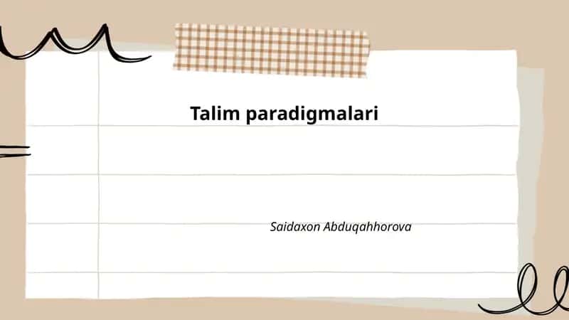 Talim paradigmalari 1