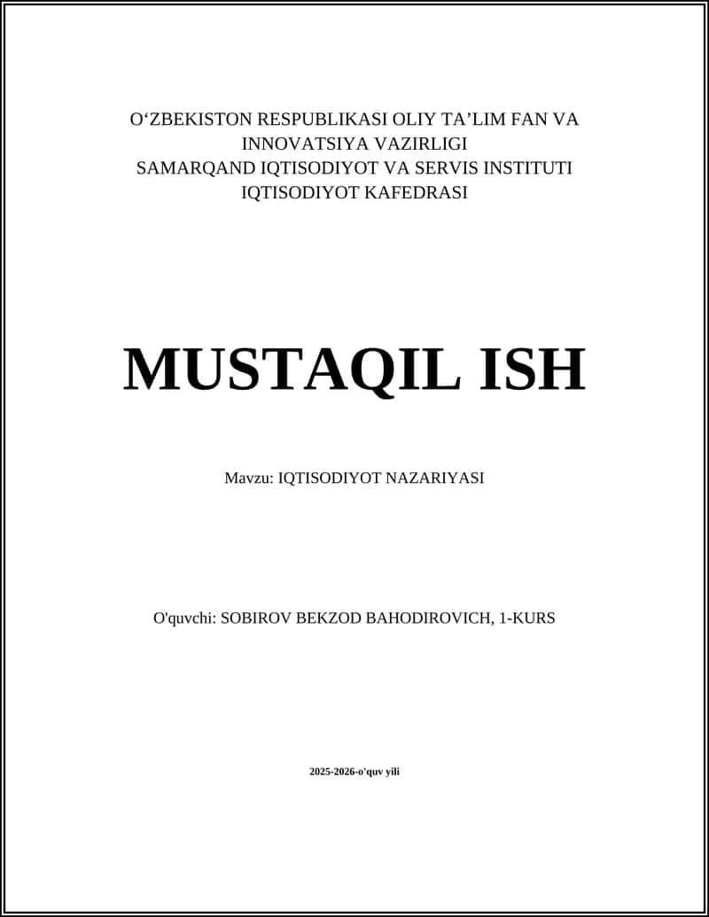 IQTISODIYOT NAZARIYASI 1