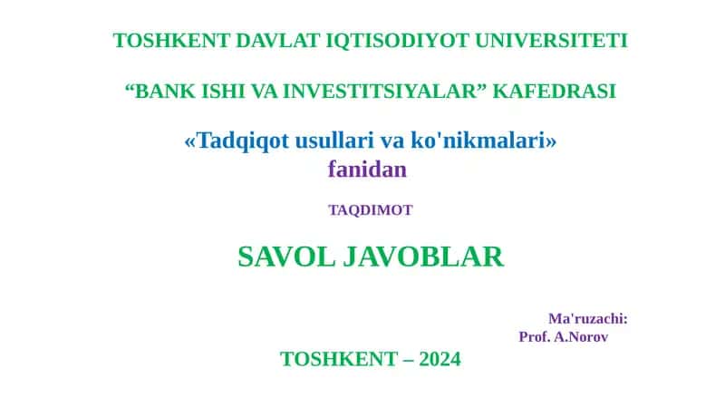 Tadqiqot usullari va ko'nikmalar 1