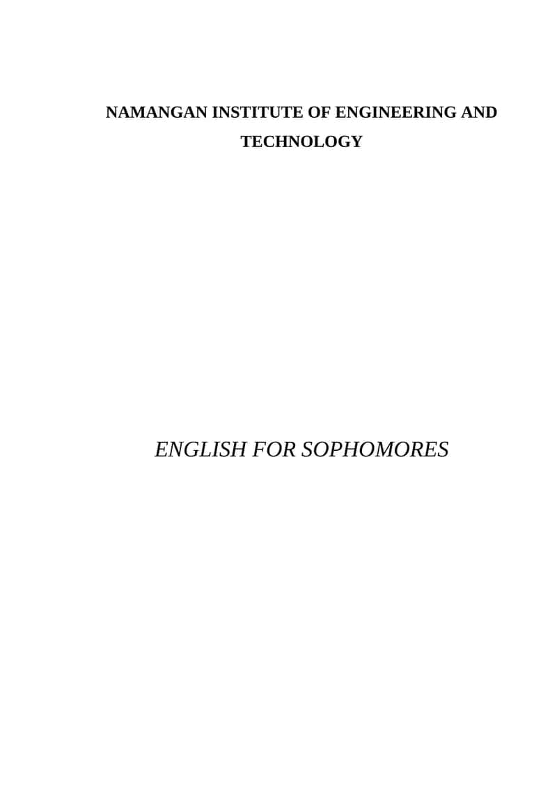 ENGLISH FOR SOPHOMORES 1