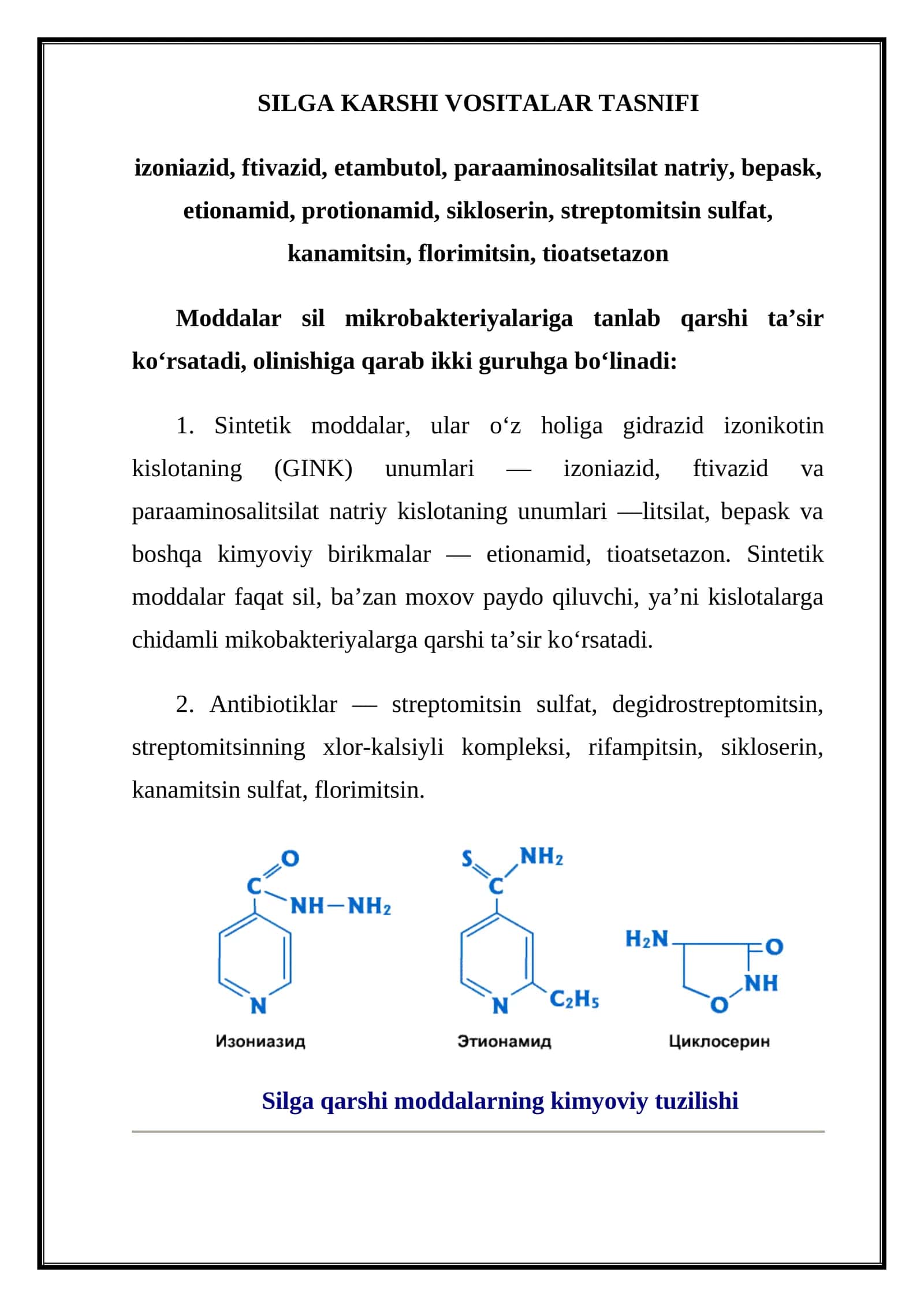 SILGA KARSHI VOSITALAR TASNIFI 1