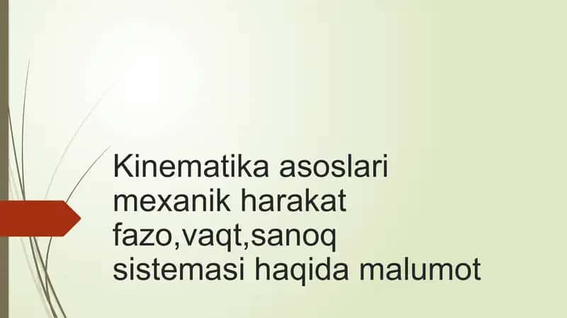 Kinematika asoslari 1