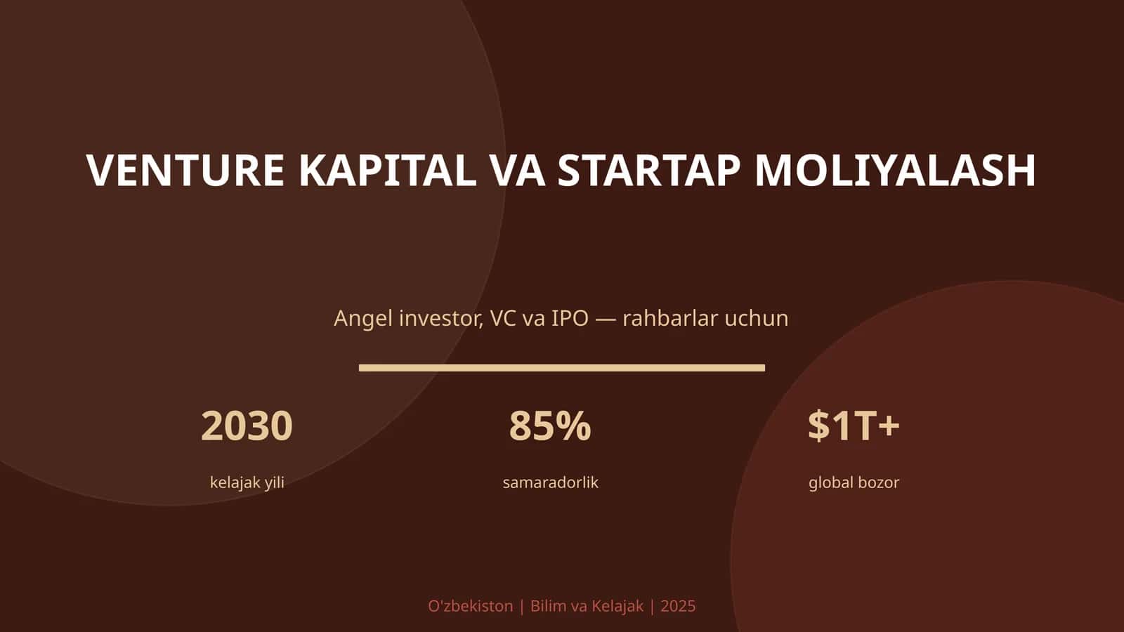 VENTURE KAPITAL VA STARTAP MOLIYALASH 1