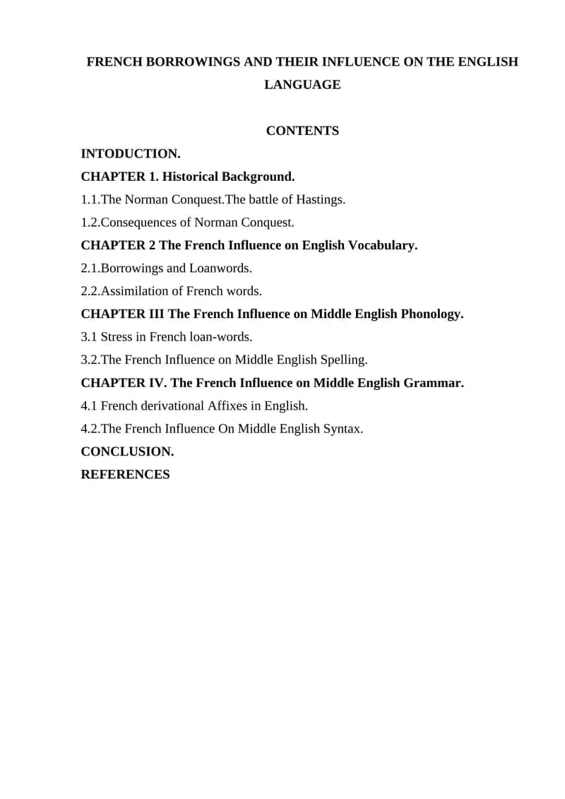 French Borrowings and Their Influence on the English Language 1