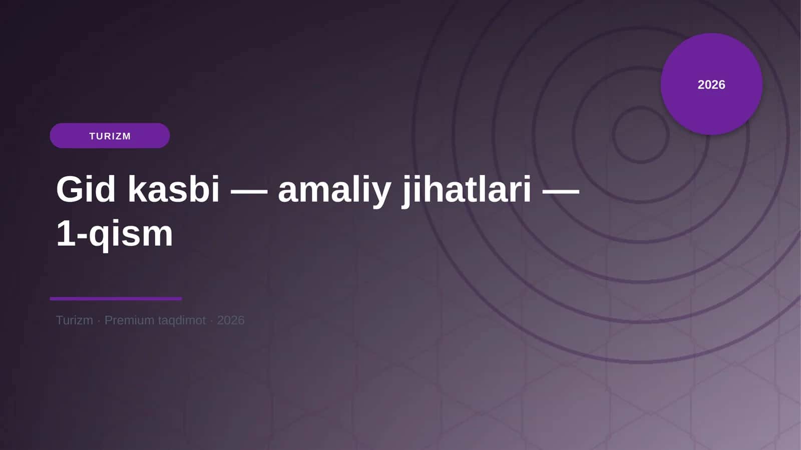 Gid kasbi — amaliy jihatlari — 1-qism 1