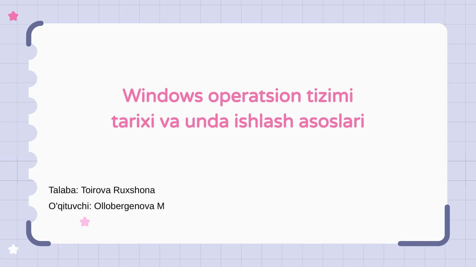 Windows operatsion tizimi tarixi va unda ishlash asoslari 1