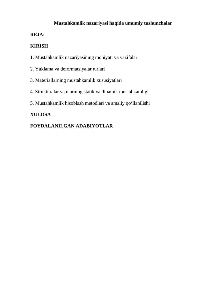 Mustahkamlilik nazariyasi 1
