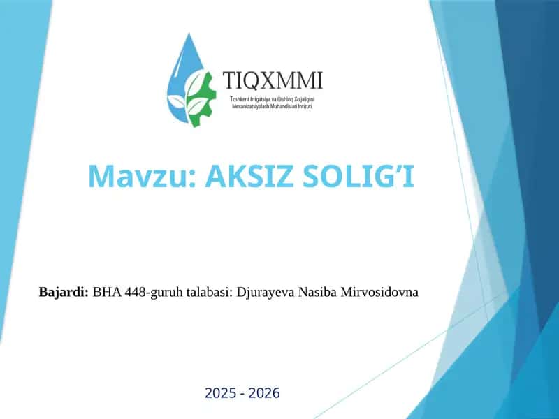 AKSIZ SOLIG’I 1