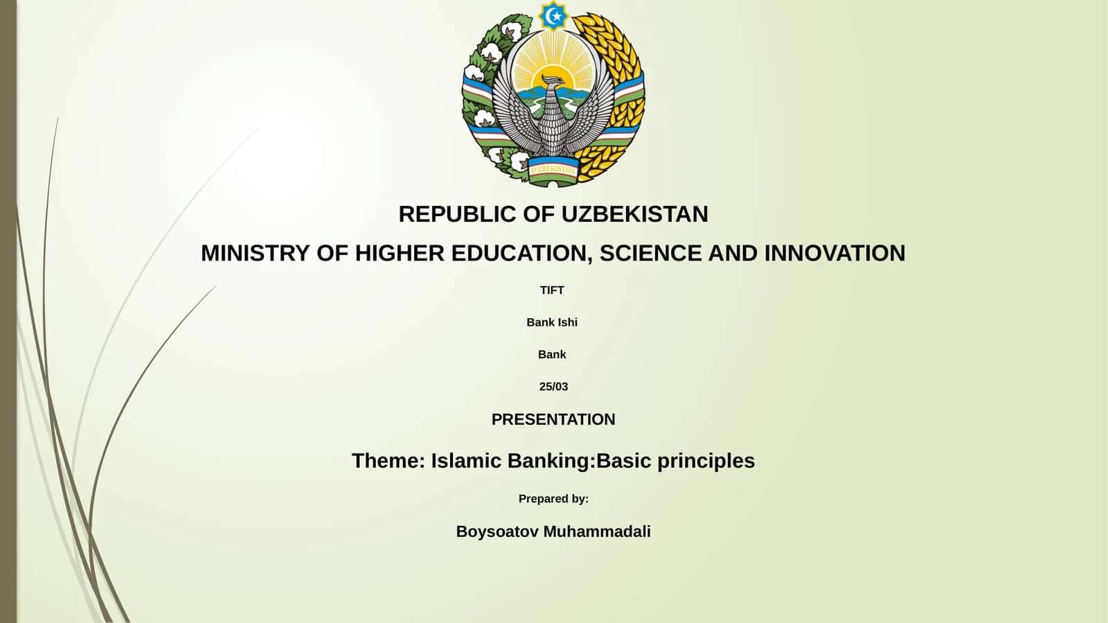 Islamic Banking:Basic principles 1