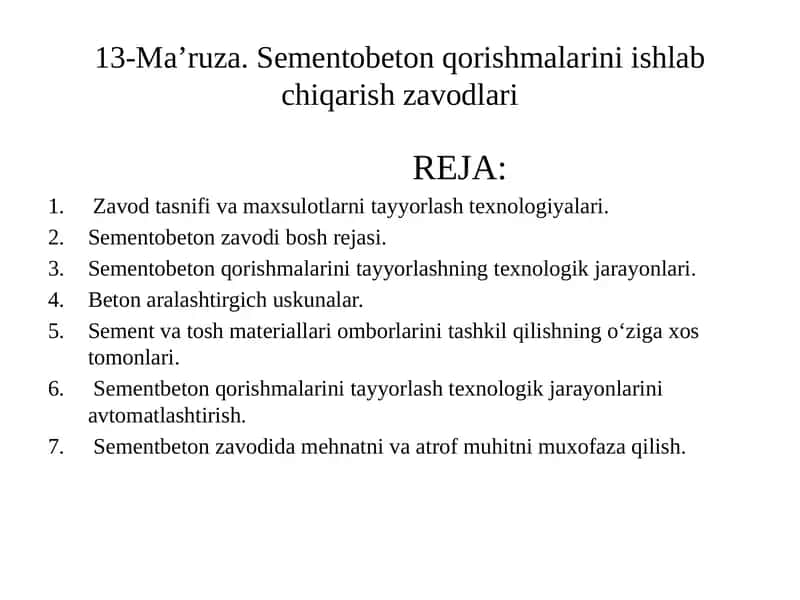 Sementobeton qorishmalarini ishlab chiqarish zavodlari 1